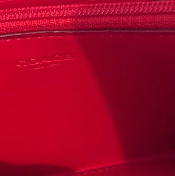 Coach City Tote Brown Leather Signature C Floral Print With Red Trim And Wallet - Picture 15 of 15